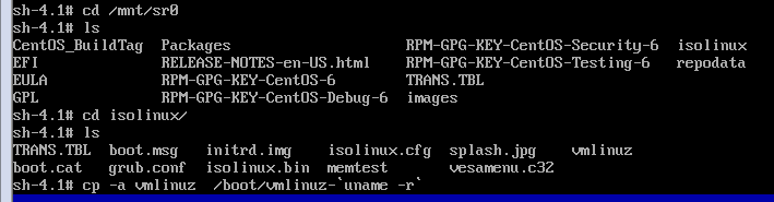 模擬centos6.8系統下initramfs文件和vmlinuz文件損壞恢復