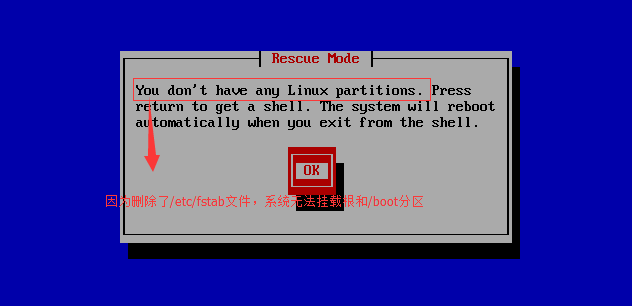 CentOS6刪除/etc/fstab和/boot后恢復